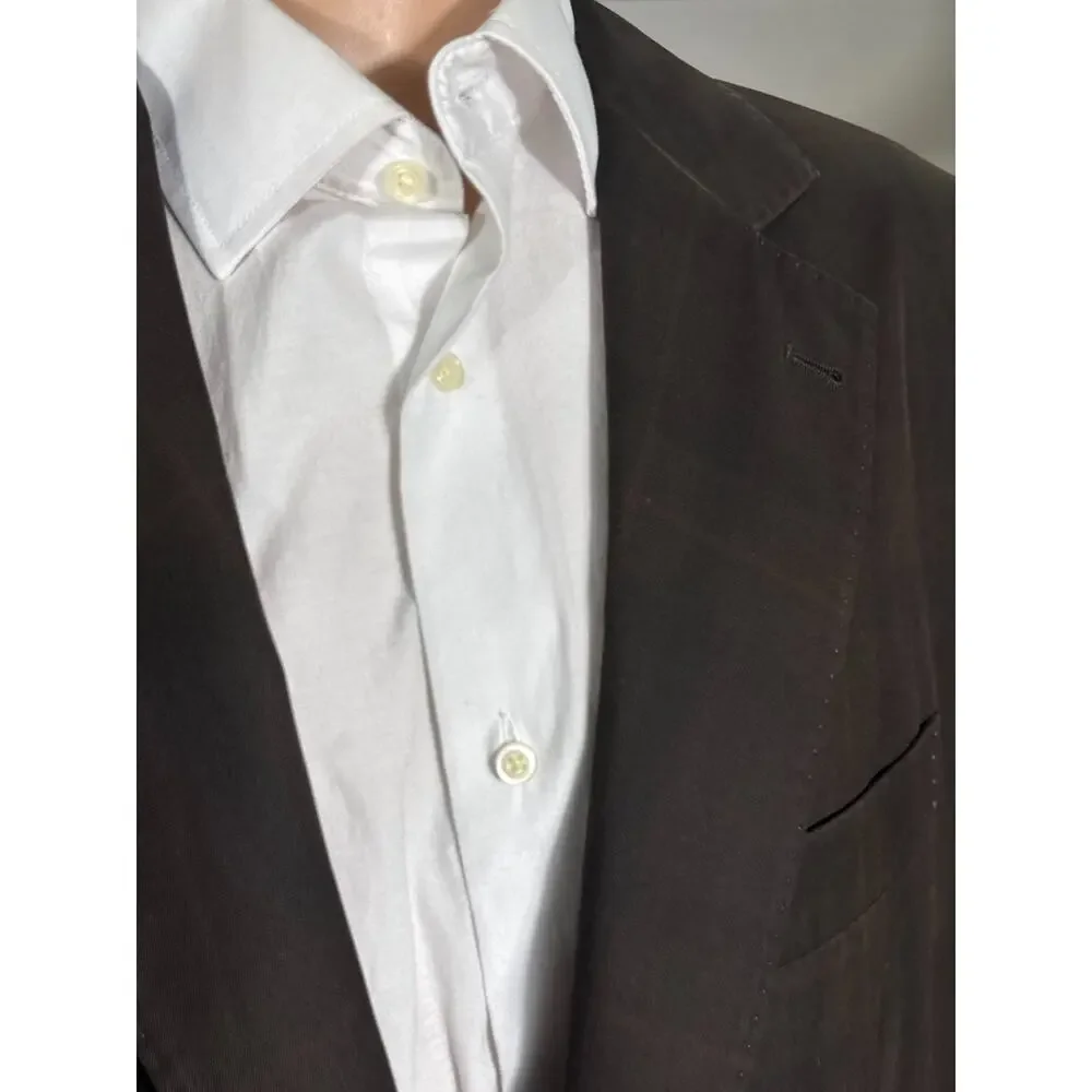Brunello Cucinelli Brown Tartain Plaid Sportcoat 54IT 42R US Cotton Unstructured
